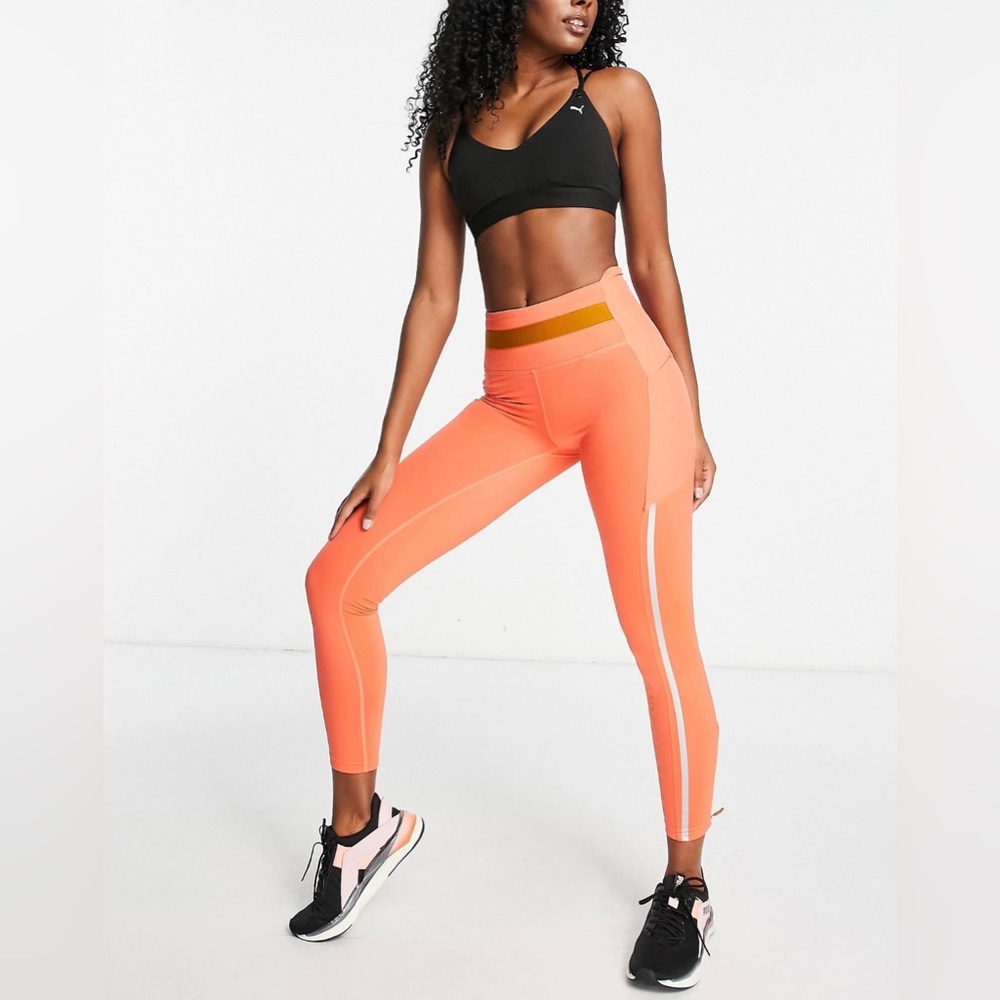 Puma x Helly Hansen training leggings in coral and tan